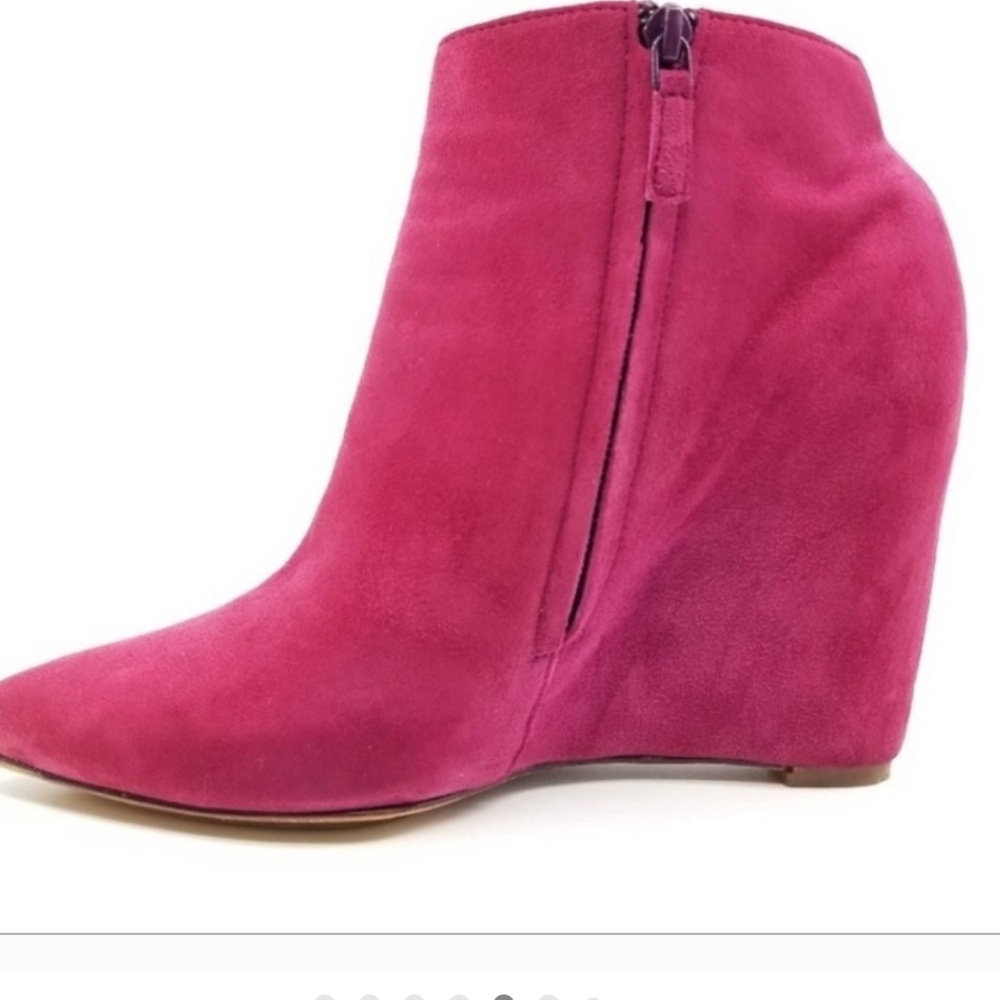 Cole Haan Nike Air Verdi Winery Leather Suede Wedge Hot Pink Booties Size 7.5